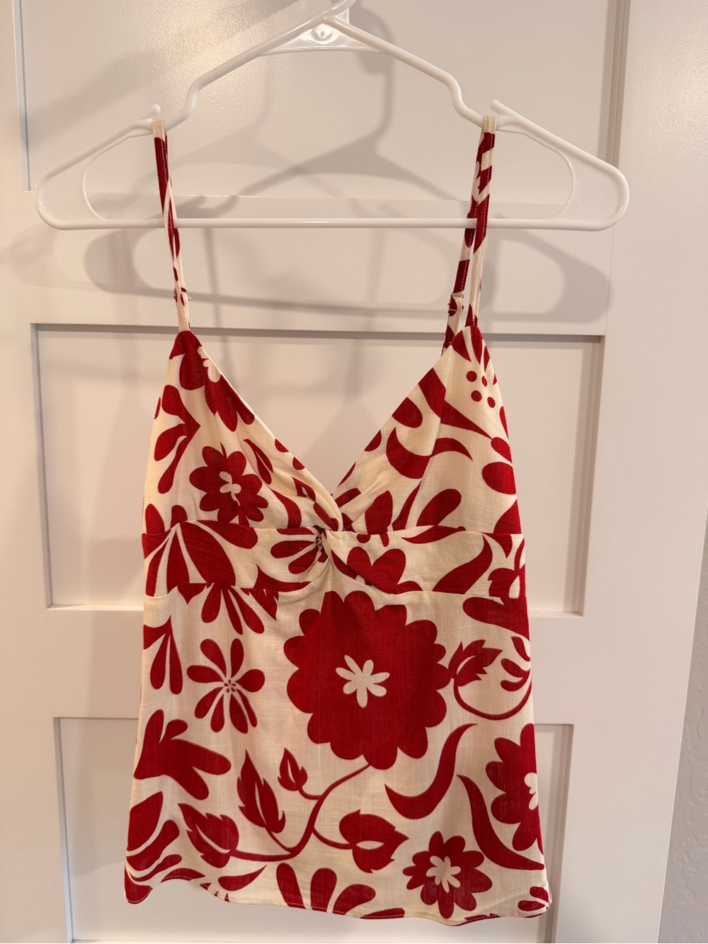 VICI Red and Cream Floral Spaghetti Strap top